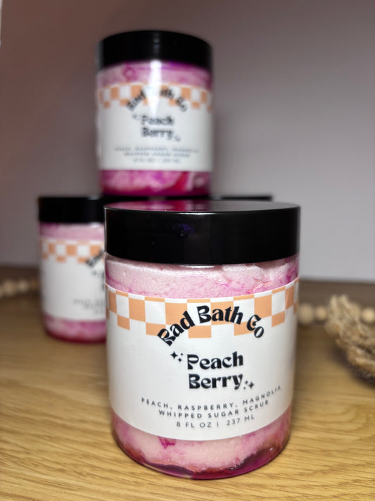 Peach Berry Whipped Sugar Scrub | Peach Magnolia Raspberry Sugar Scrub