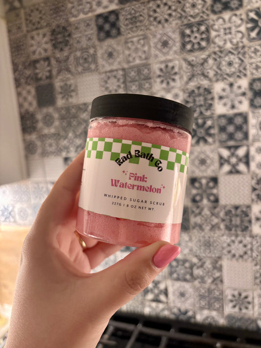 Pink Watermelon Whipped Sugar Scrub | Exfoliating Sugar Scrub